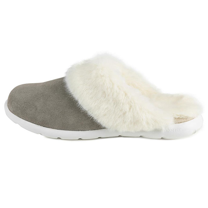 Isotoner Ladies Iso-Flex Real Suede Mule Slipper Grey Extra Image 3